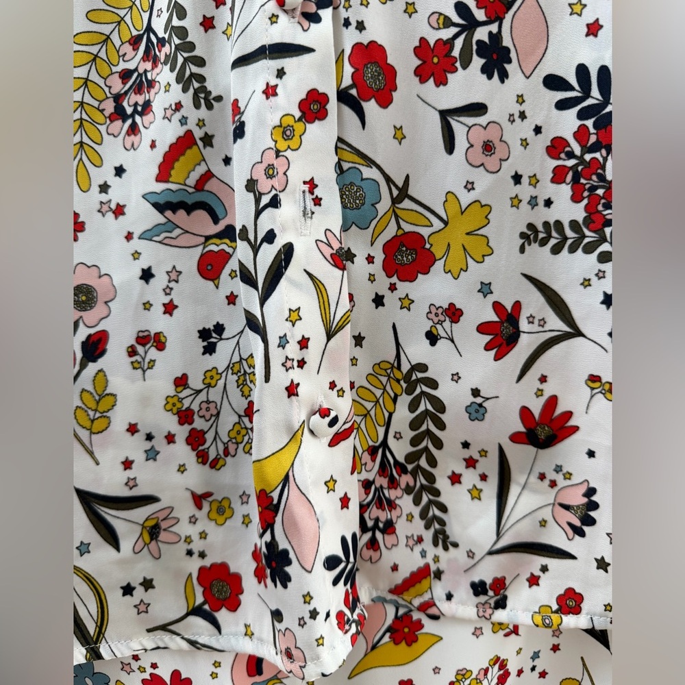 Boden Multicolor Floral/Bird Long Sleeve Blouse & Midi Skirt Set Size 12 - Picture 6 of 16